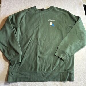 Only NY New York Newspaper Man Graphic Crewneck Sweatshirt Green Mens XL